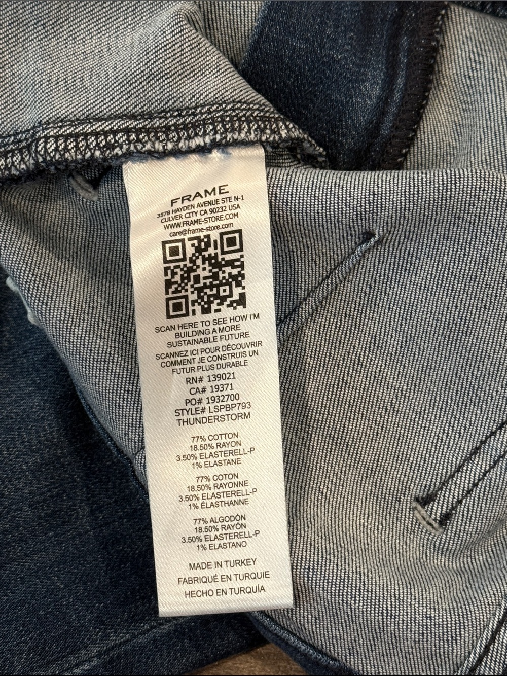 FRAME Le Slim Patch Pocket Palazzo Jeans Thunderstorm Comfort Stretch Denim 27 - Picture 9 of 12